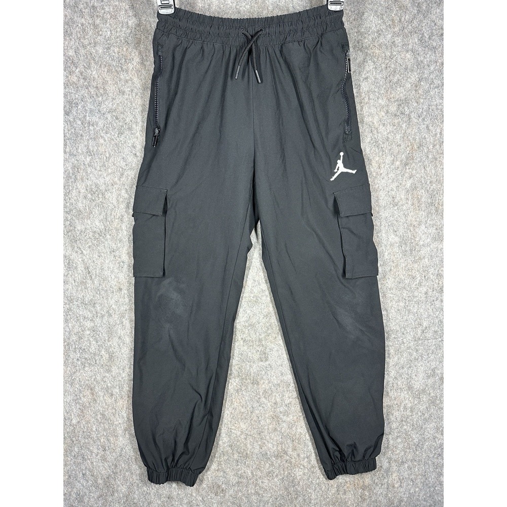Nike Air Jordan Youth L 14-16 Black Cargo Jogger Pants Jumpman Logo Zip